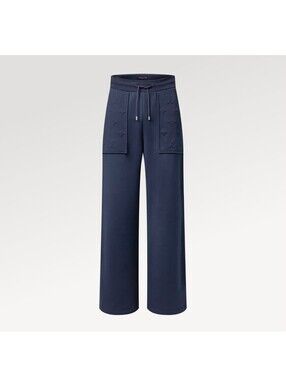 Louis Vuitton Navy Blue Wide-Leg Sweatpants with Embossed Pk